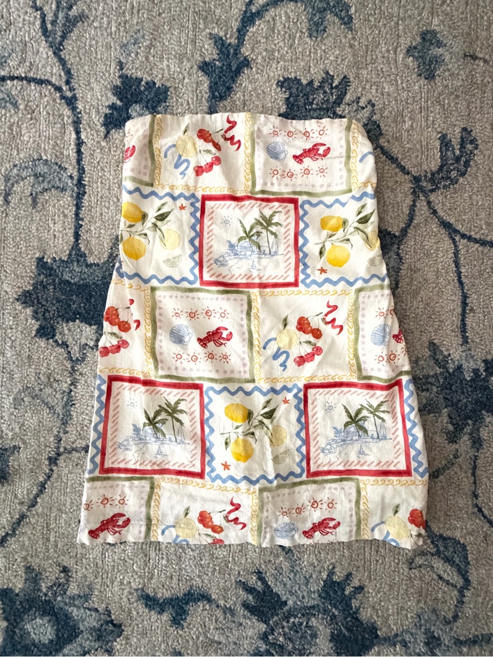 Abercrombie & Fitch White Mini Skirt with Yellow, Red & Blue Tropical Motifs